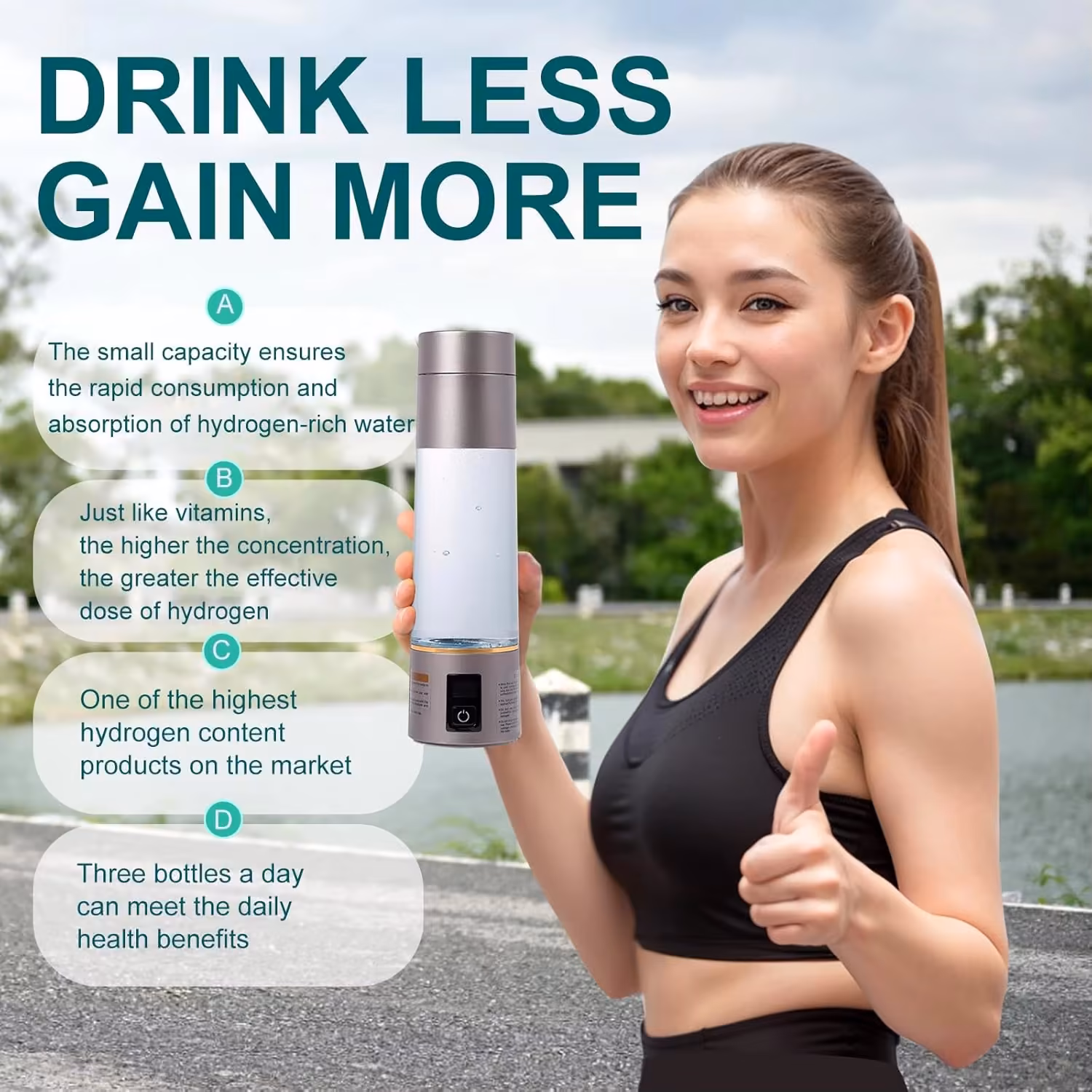 FQ-06A Hydrogen Water Bottle Generator SPE PEM Tech ABS Food Grade PC 270ML main product image for OEM/ODM hydrogen product