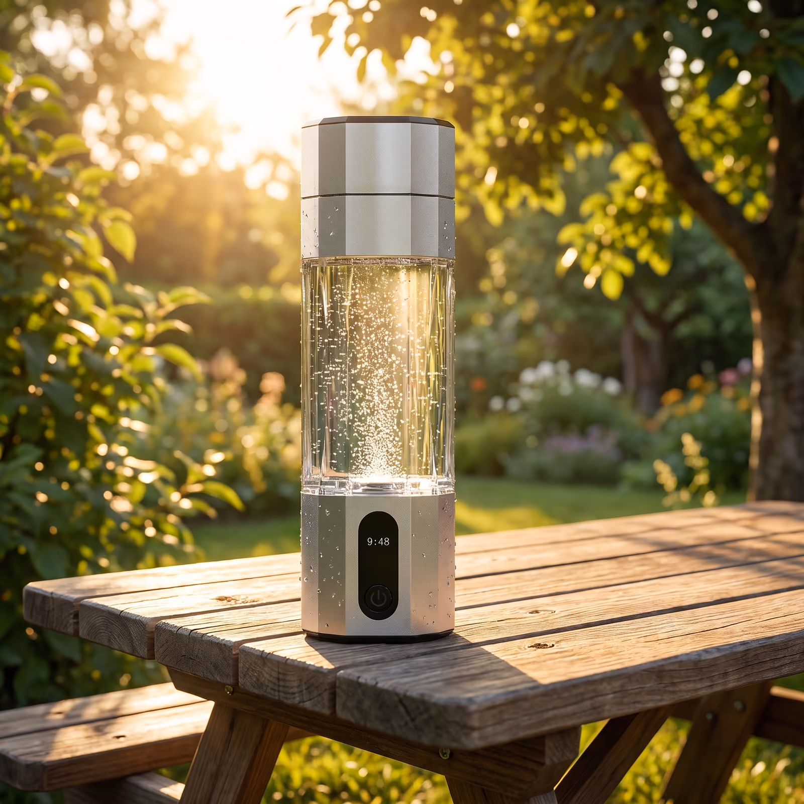 H60 portable hydrogen water bottle displayed outdoors for OEM ODM product sourcing