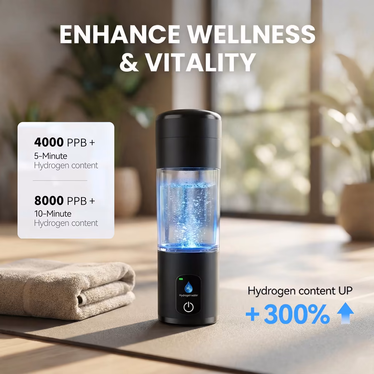 H88A hydrogen water bottle main product view for OEM and private label sourcing
