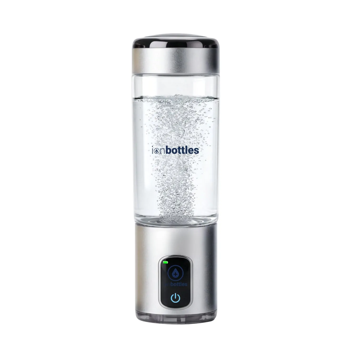 Finished customer-branded hydrogen water bottle with a custom LED touchscreen