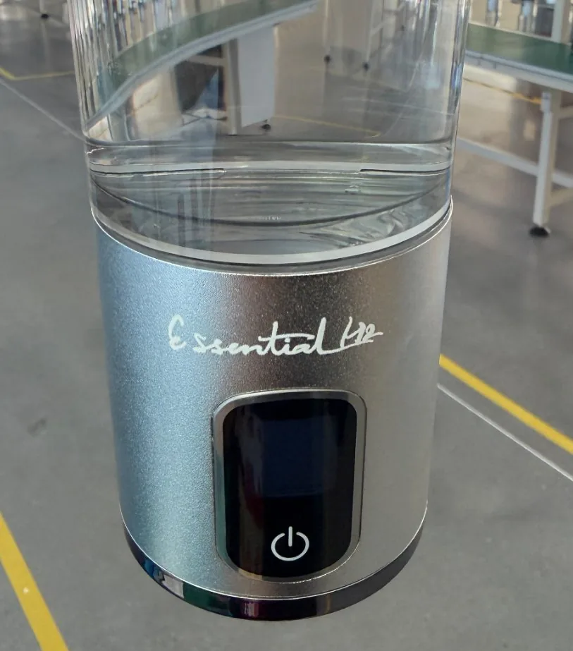 Laser-engraved logo example on a hydrogen water product