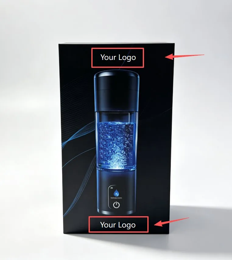 Standard hydrogen water bottle package with customized logo positions