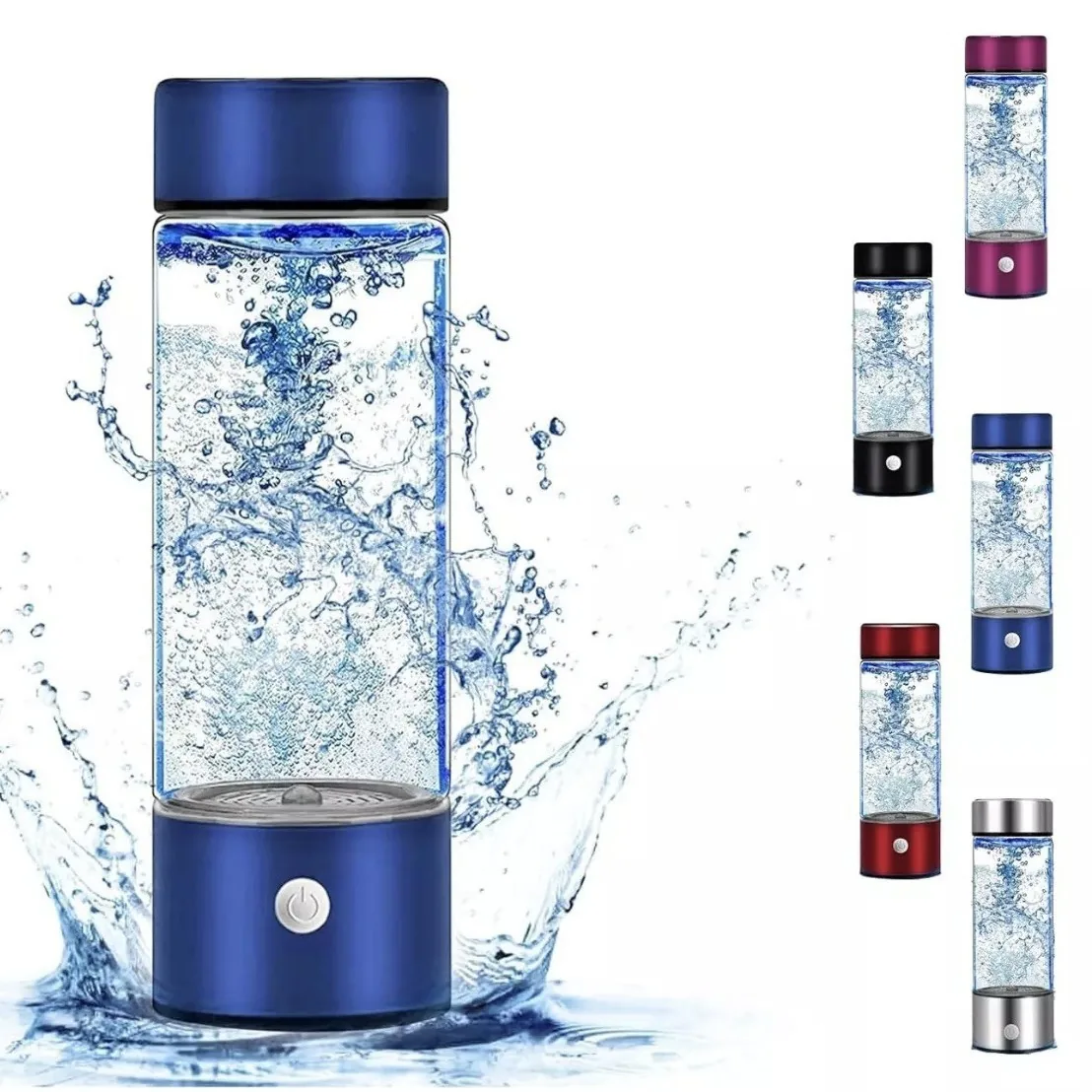 Bottiglia di acqua di idrogeno SPE blu utilizzata come campione di confronto controllato